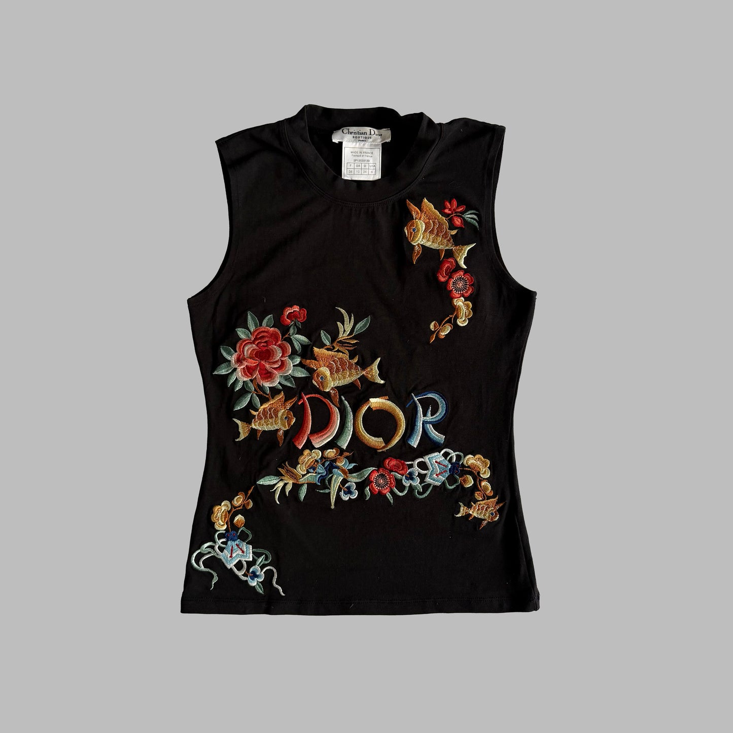 Y2K Dior Galliano Embroidered Tank - S