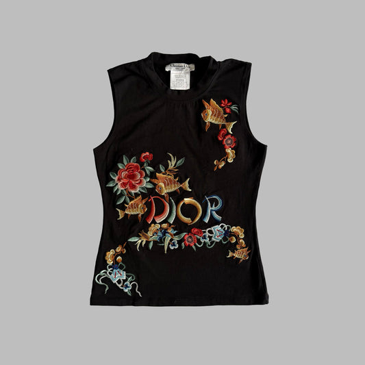 Y2K Dior Galliano Embroidered Tank - S