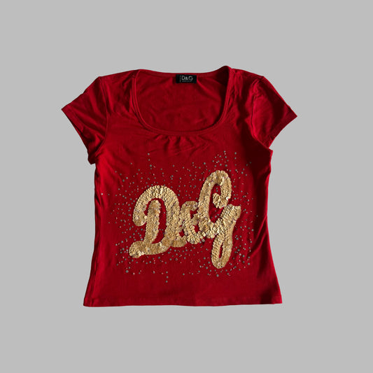Y2K Dolce and Gabbana Sequinned Top - M