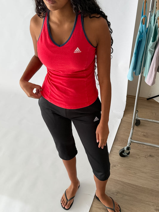 90s Adidas Ringer Racer-Back Activewear Tank - M