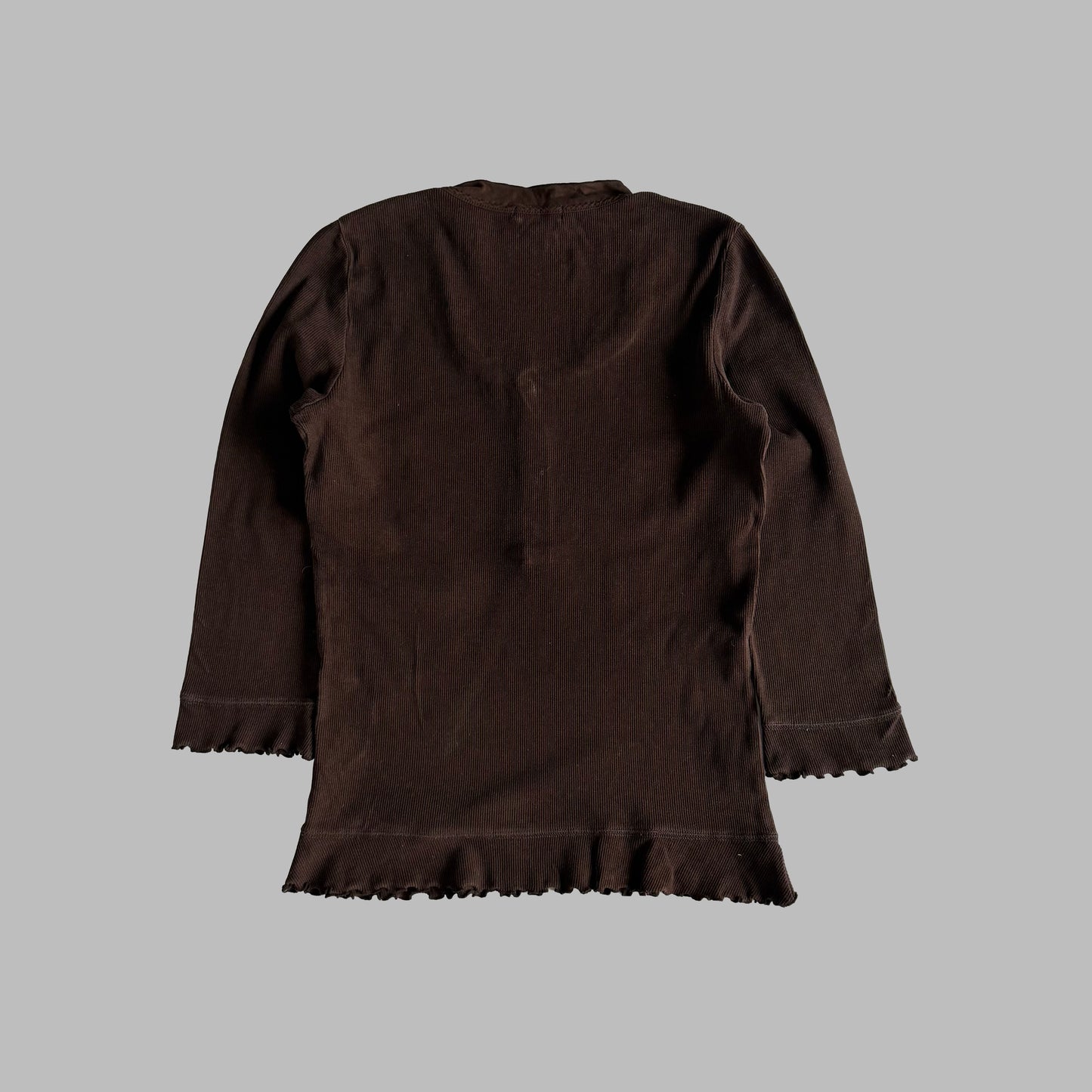 Y2K Burberry Frilled Knitted Top - M