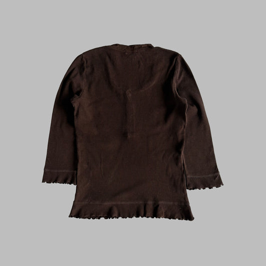 Y2K Burberry Frilled Knitted Top - M