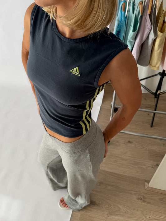 Y2K Adidas Three Stripe Activewear Tank - S
