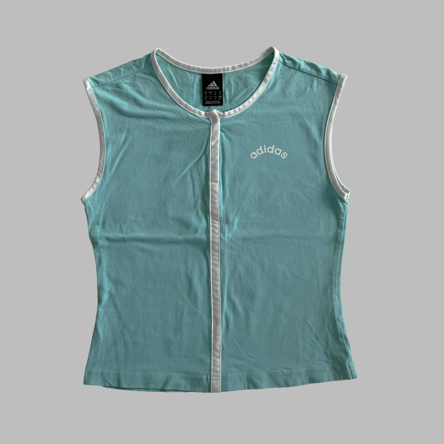 Y2K Adidas Spell Out Henley Tank - M/L