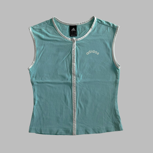 Y2K Adidas Spell Out Henley Tank - M/L