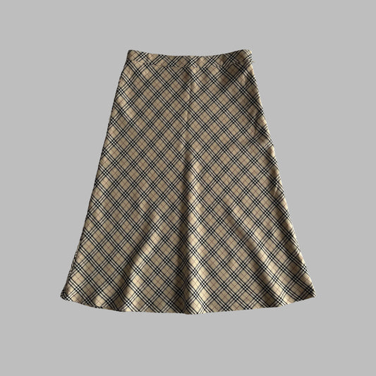 Y2K Burberry Nova Check Midi Skirt - 28"
