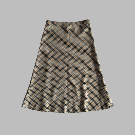 Y2K Burberry Nova Check Midi Skirt - 28"
