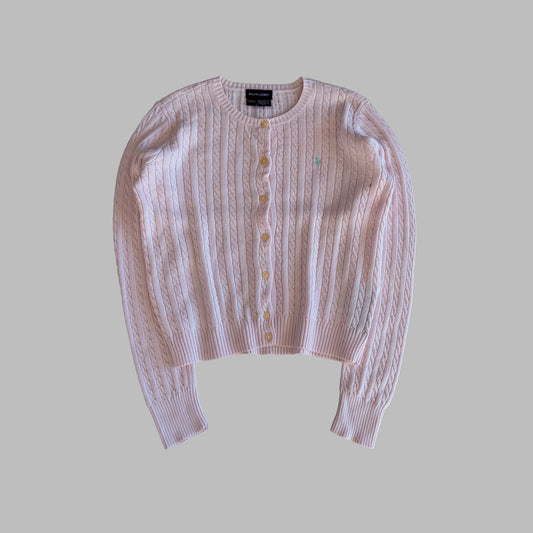 Y2K Polo Ralph Lauren Cable Knit Cardigan - M