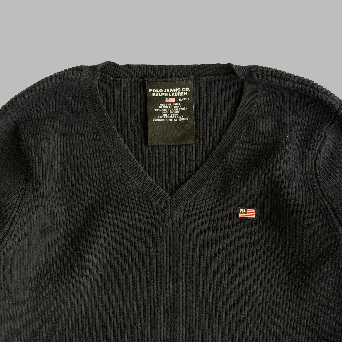 00s Ralph Lauren Ribbed Pullover - Small