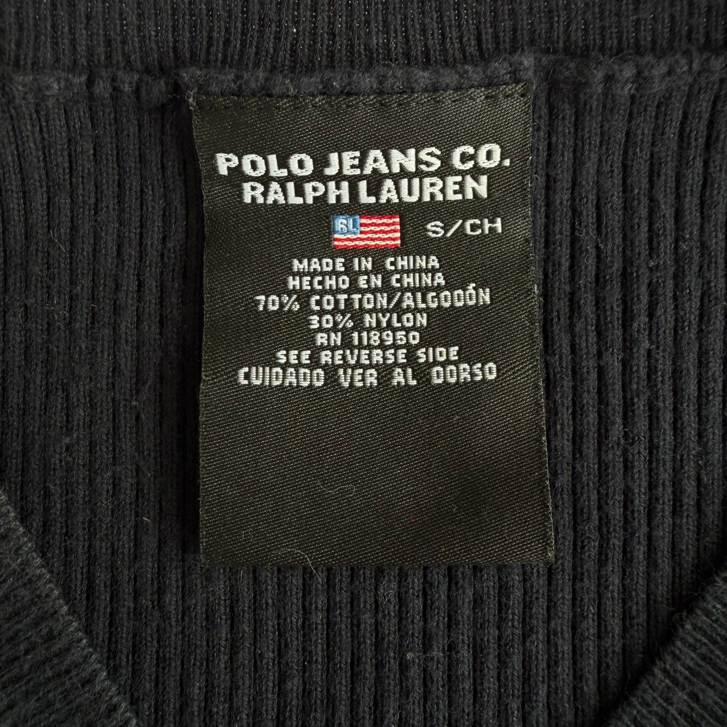 00s Ralph Lauren Ribbed Pullover - Small