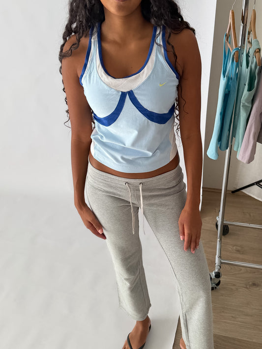 Y2K Nike Panelled Racer-Back Activewear Top - M