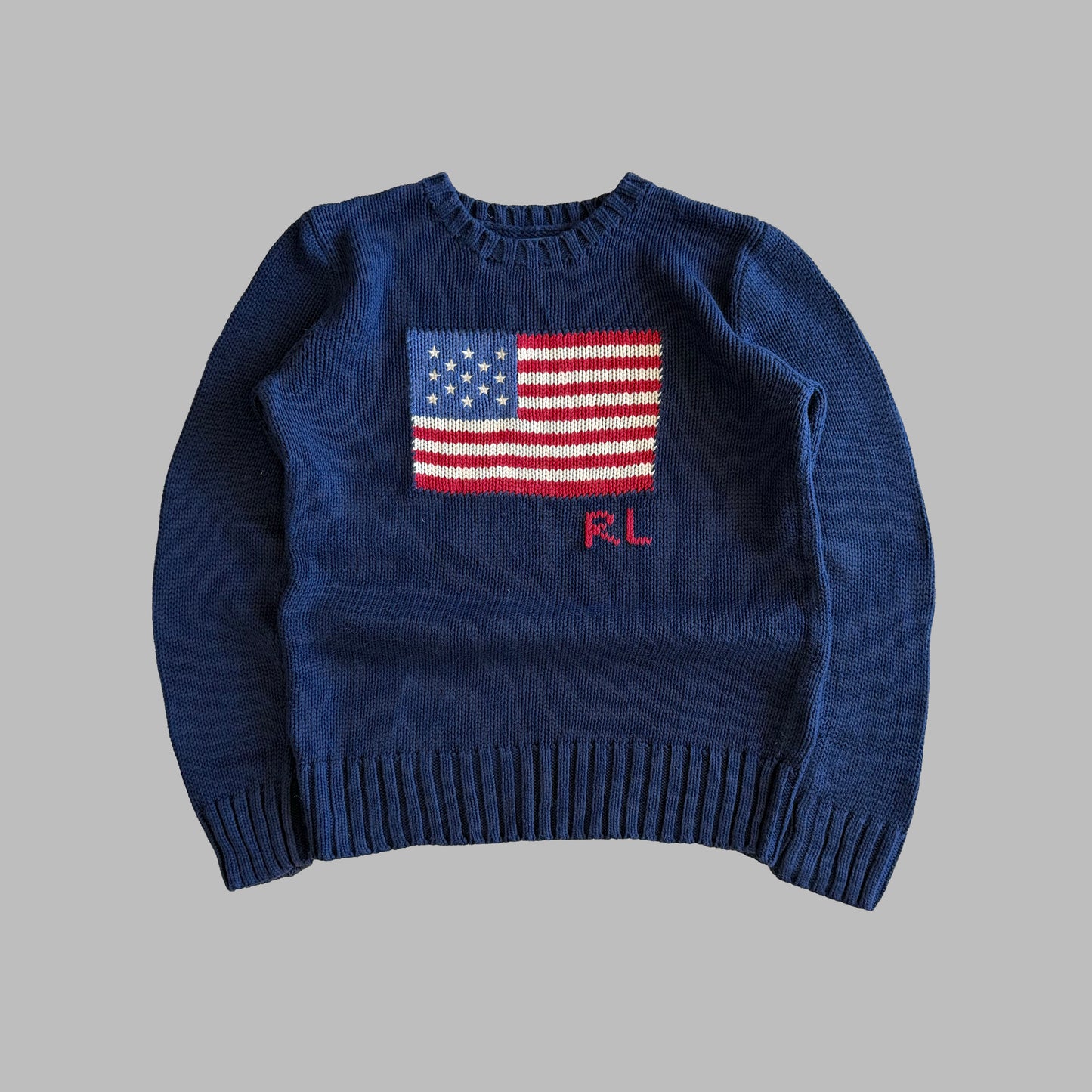 90s Ralph Lauren Flag Heavy Knit - M
