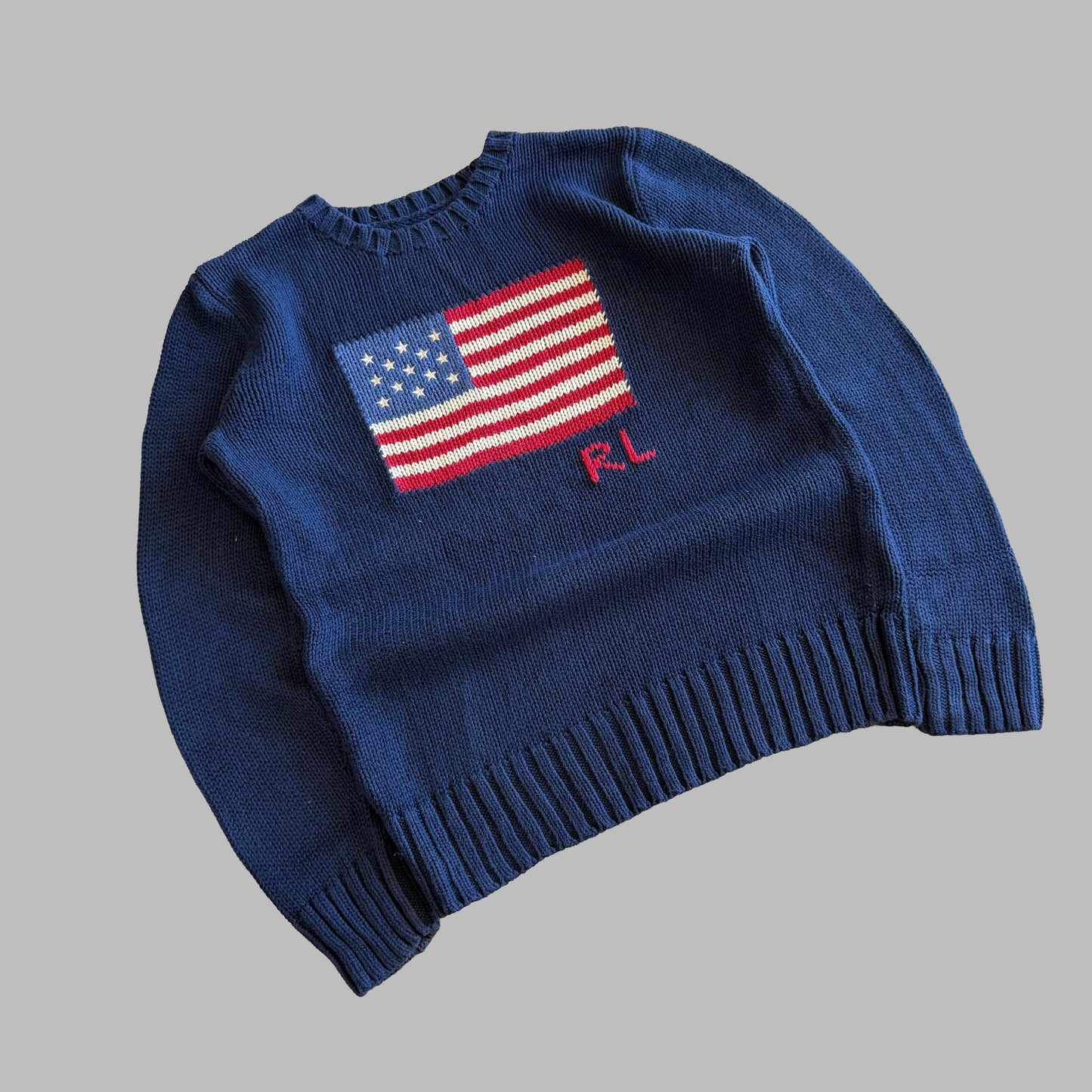90s Ralph Lauren Flag Heavy Knit - M