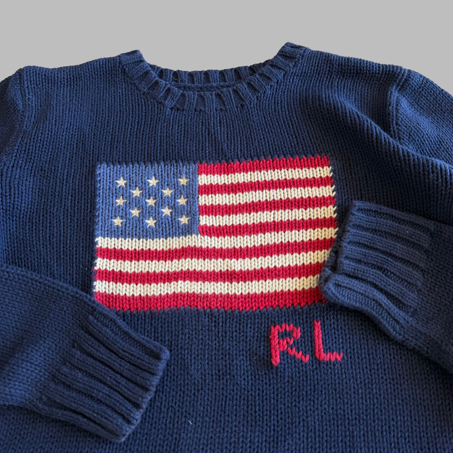 90s Ralph Lauren Flag Heavy Knit - M