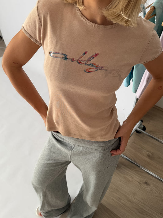 Y2K Oakley Software Spell Out Baby Tee - S/M
