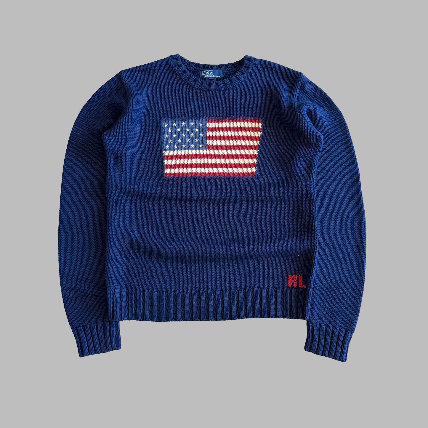 90s Ralph Lauren Flag Heavy Knit - M