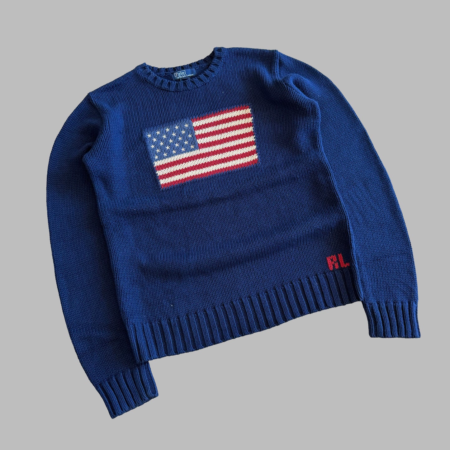 90s Ralph Lauren Flag Heavy Knit - M