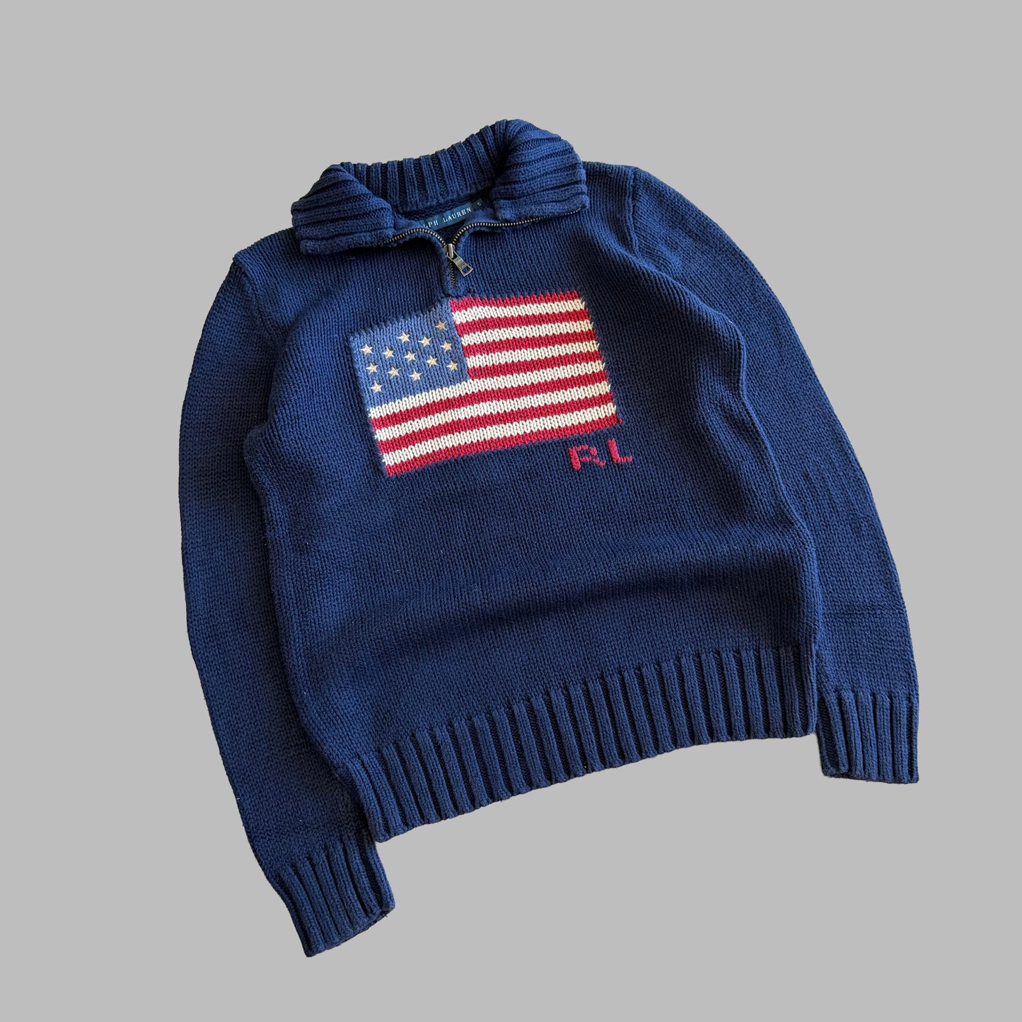 Y2K Ralph Lauren Flag Heavy Quarter Zip - XS