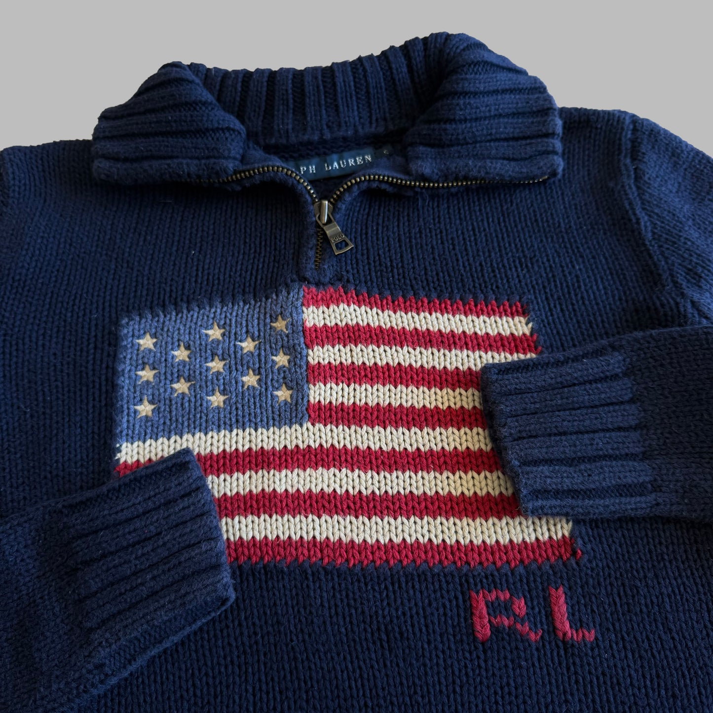 Y2K Ralph Lauren Flag Heavy Quarter Zip - XS