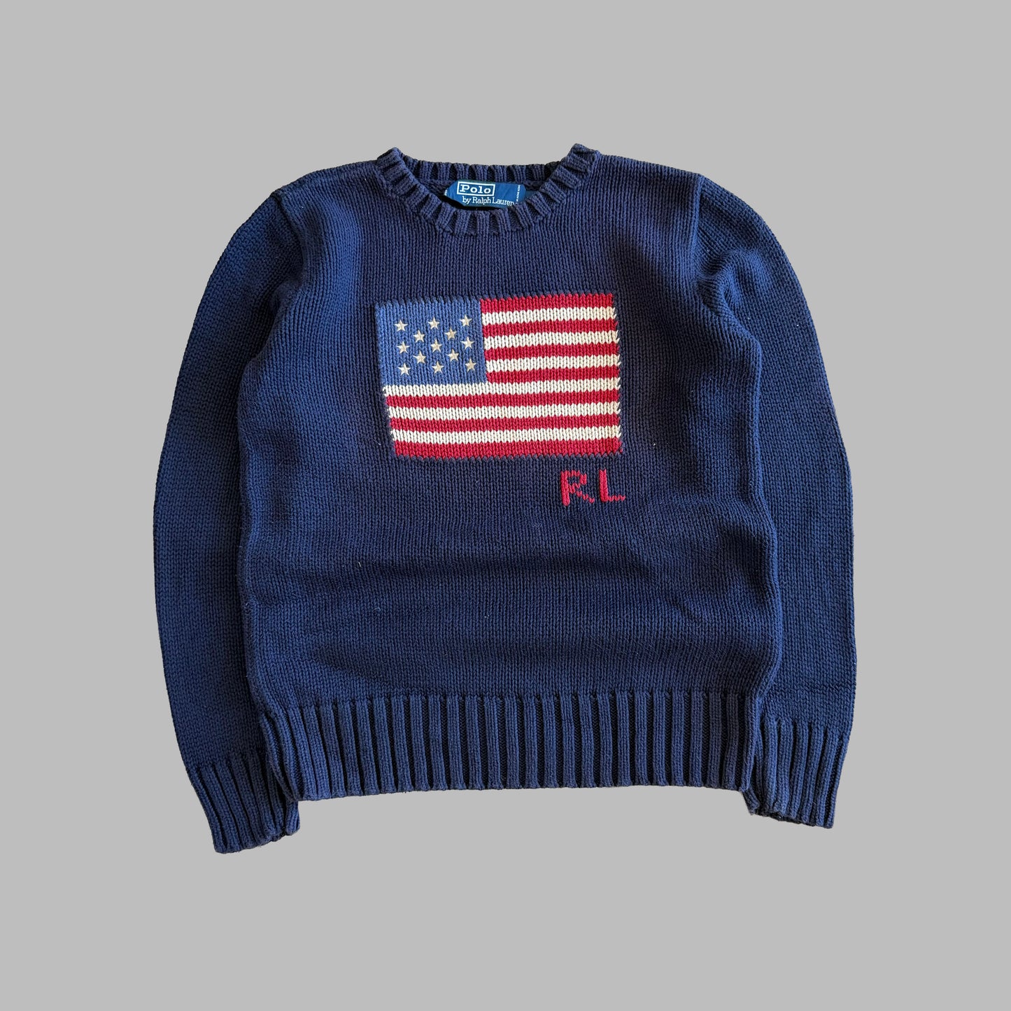 90s Ralph Lauren Flag Heavy Knit - S