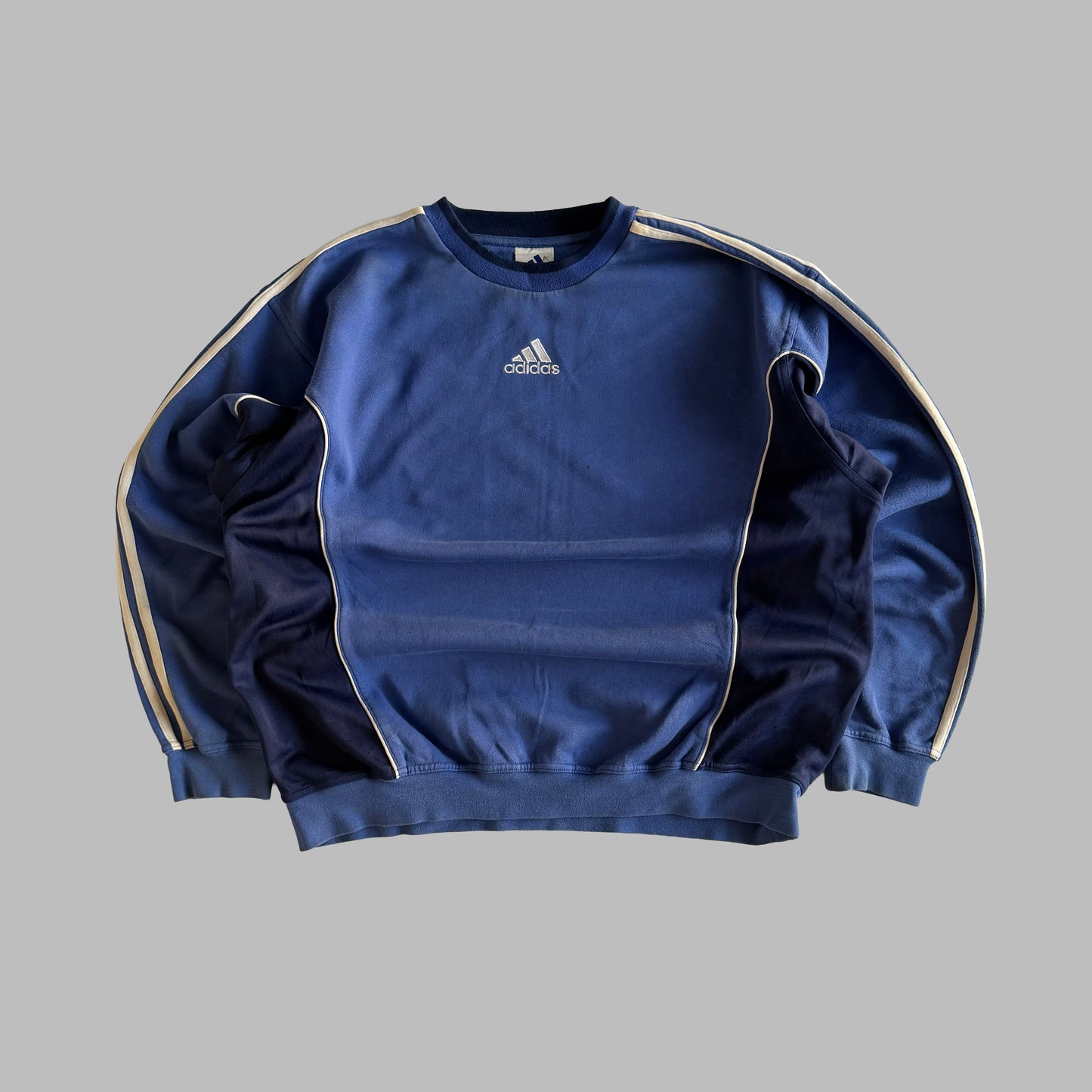 90s Adidas Panelled Three Stripe Sweatshirt - XL