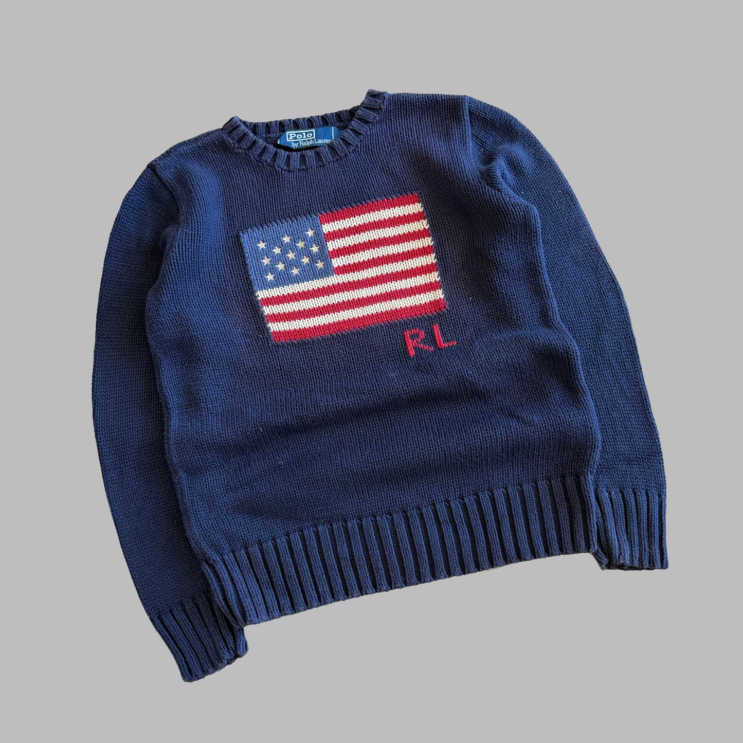 90s Ralph Lauren Flag Heavy Knit - S