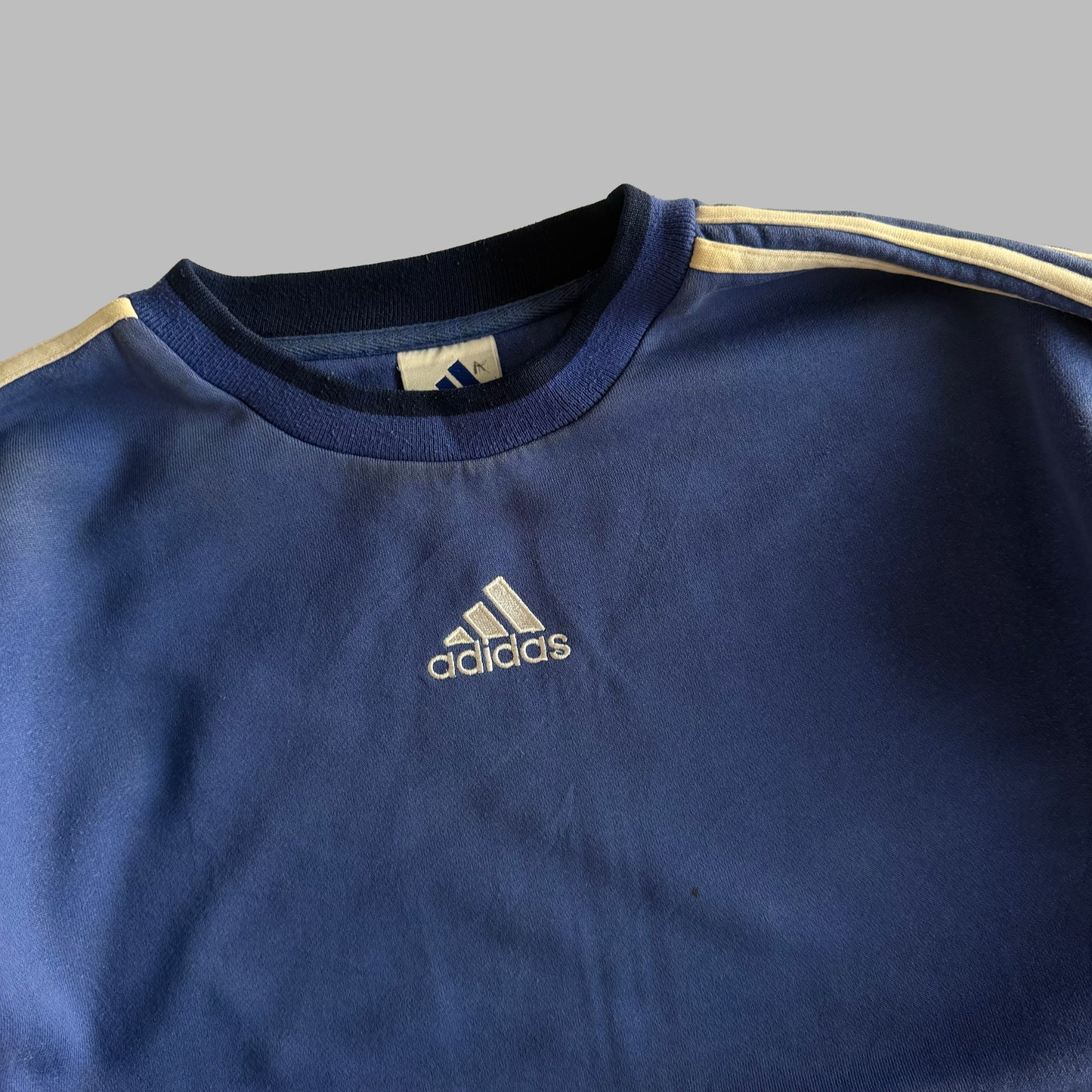 90s Adidas Panelled Three Stripe Sweatshirt - XL