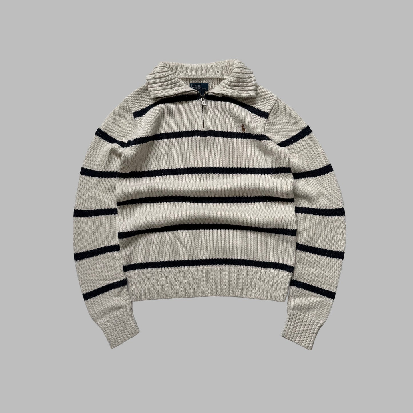 90s Polo Ralph Lauren Striped Heavyweight Quarter Zip - S