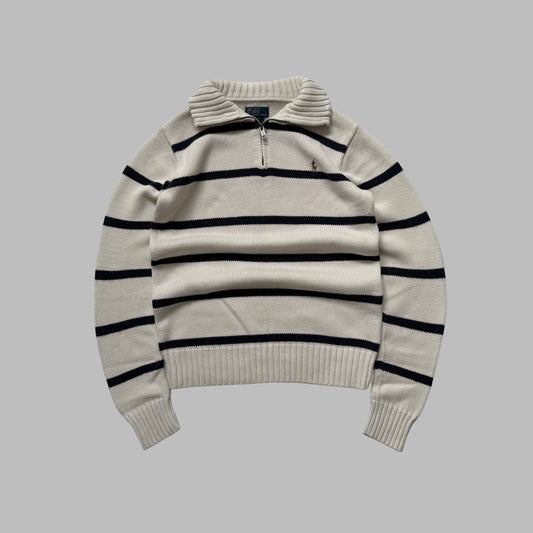 90s Polo Ralph Lauren Striped Heavyweight Quarter Zip - S