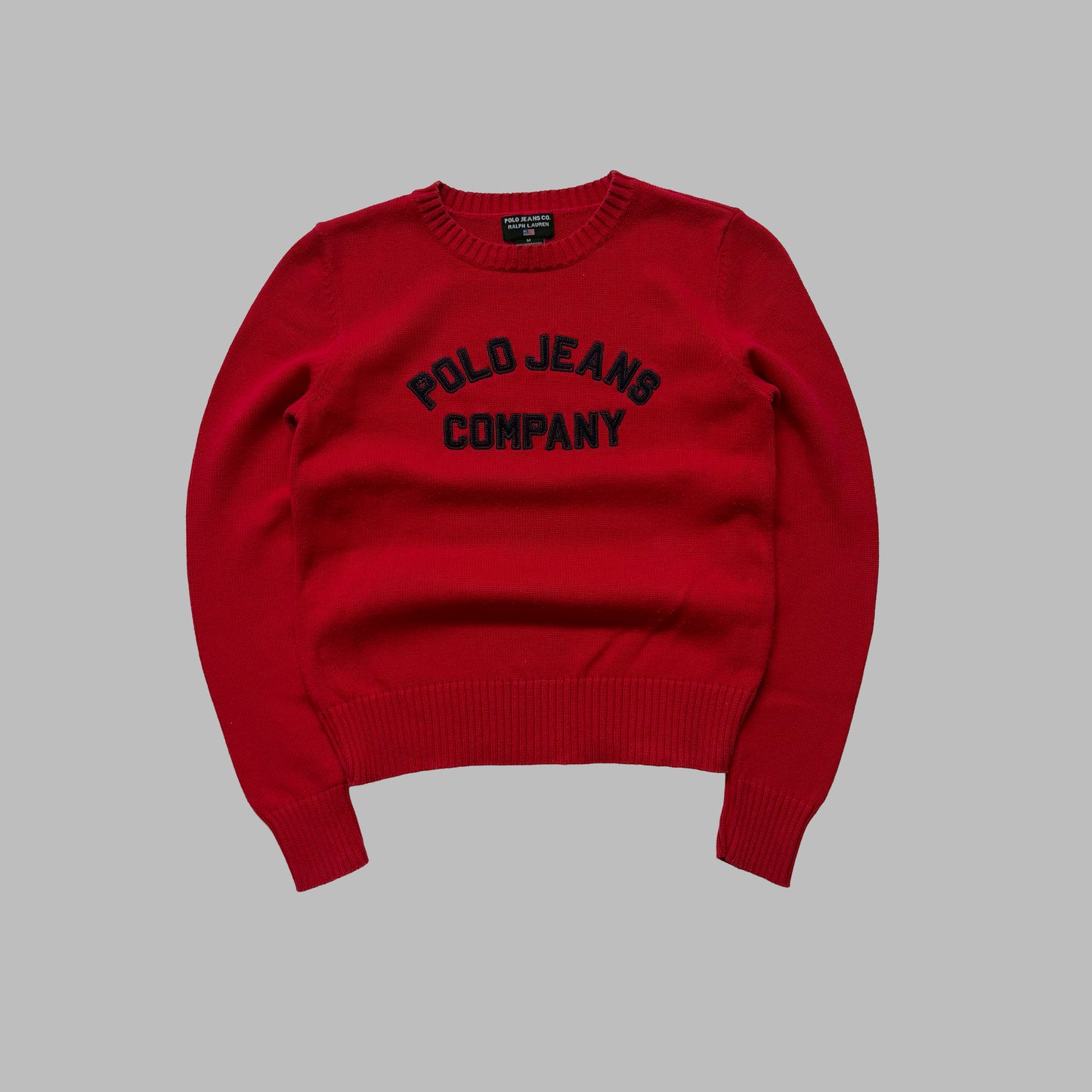 Y2K Polo Ralph Lauren Spell Out Heavy Knit Sweater - M