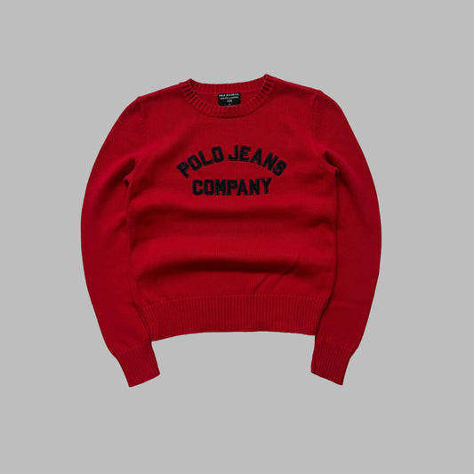 Y2K Polo Ralph Lauren Spell Out Heavy Knit Sweater - M