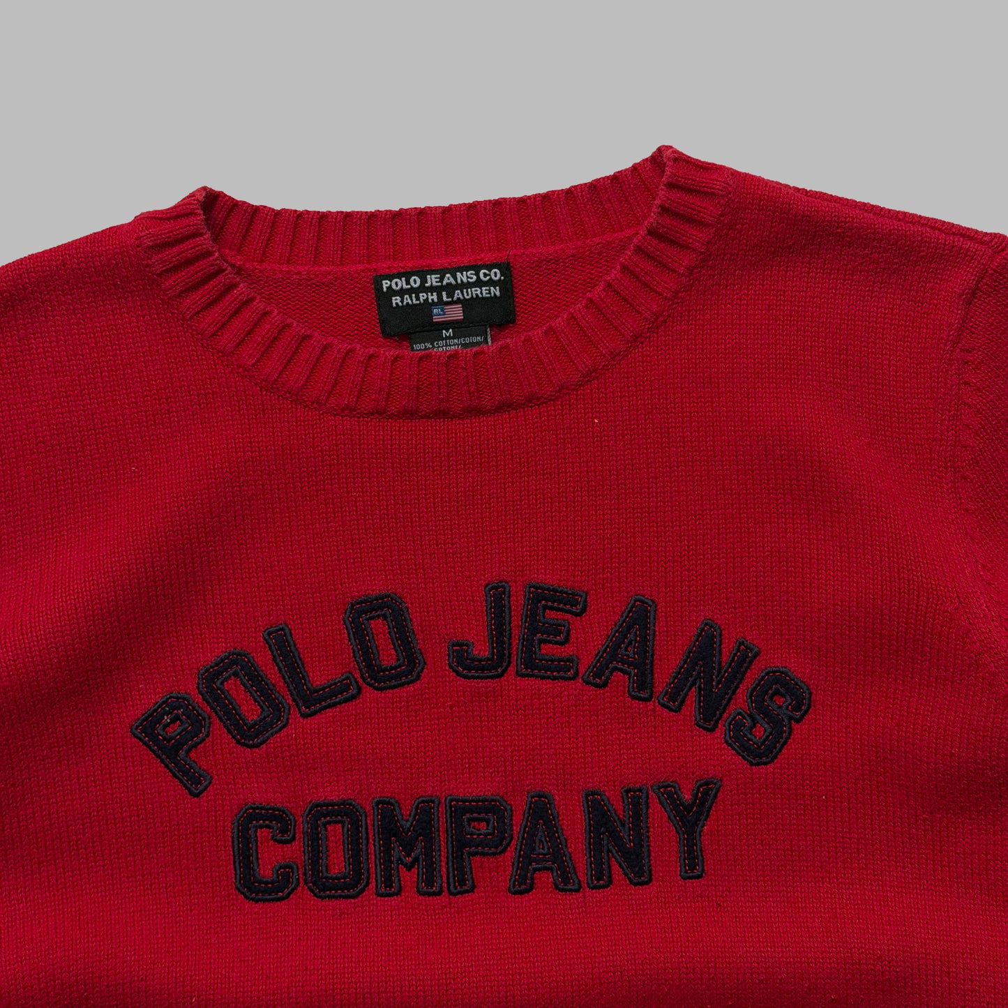 Y2K Polo Ralph Lauren Spell Out Heavy Knit Sweater - M