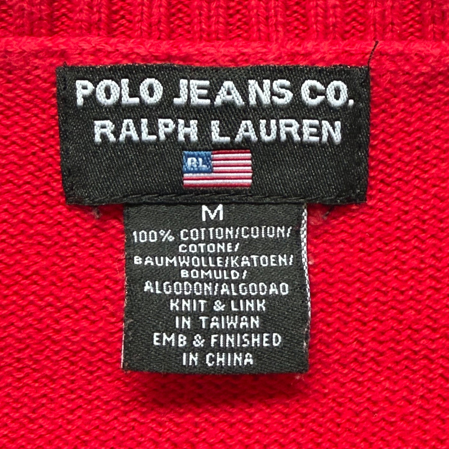 Y2K Polo Ralph Lauren Spell Out Heavy Knit Sweater - M