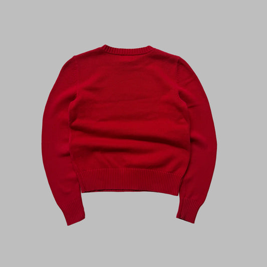Y2K Polo Ralph Lauren Spell Out Heavy Knit Sweater - M