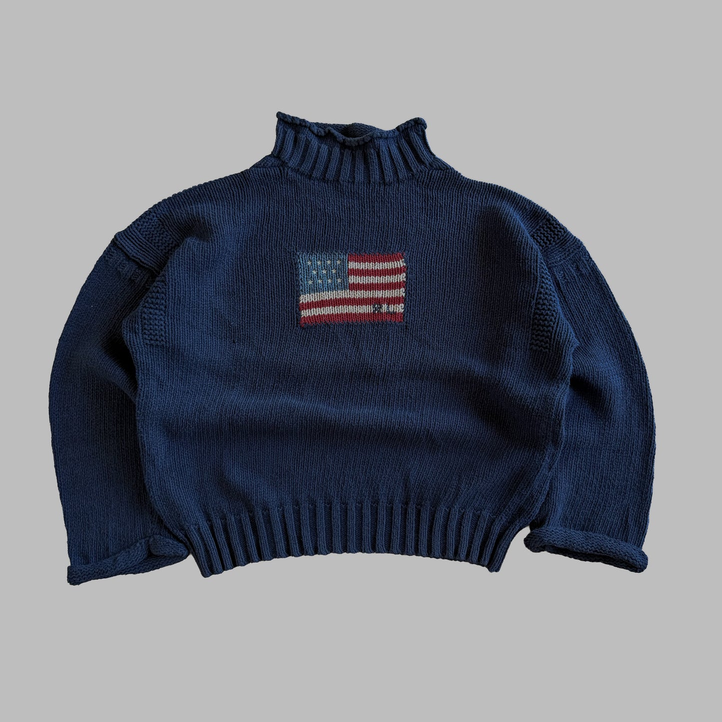Y2K Ralph Lauren Mock Neck Flag Heavy Knit - L/XL
