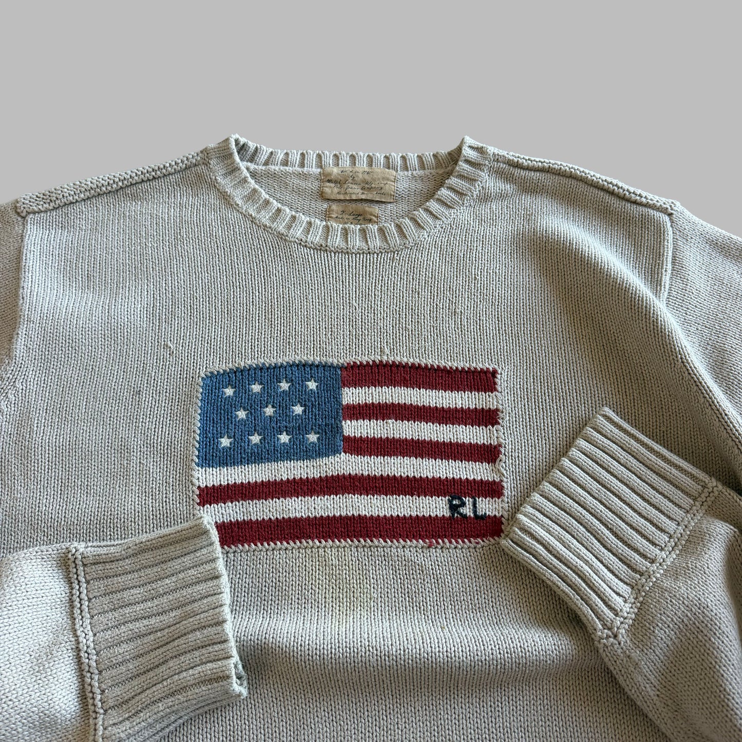 90s Ralph Lauren Flag Heavy Knit - XL/XXL