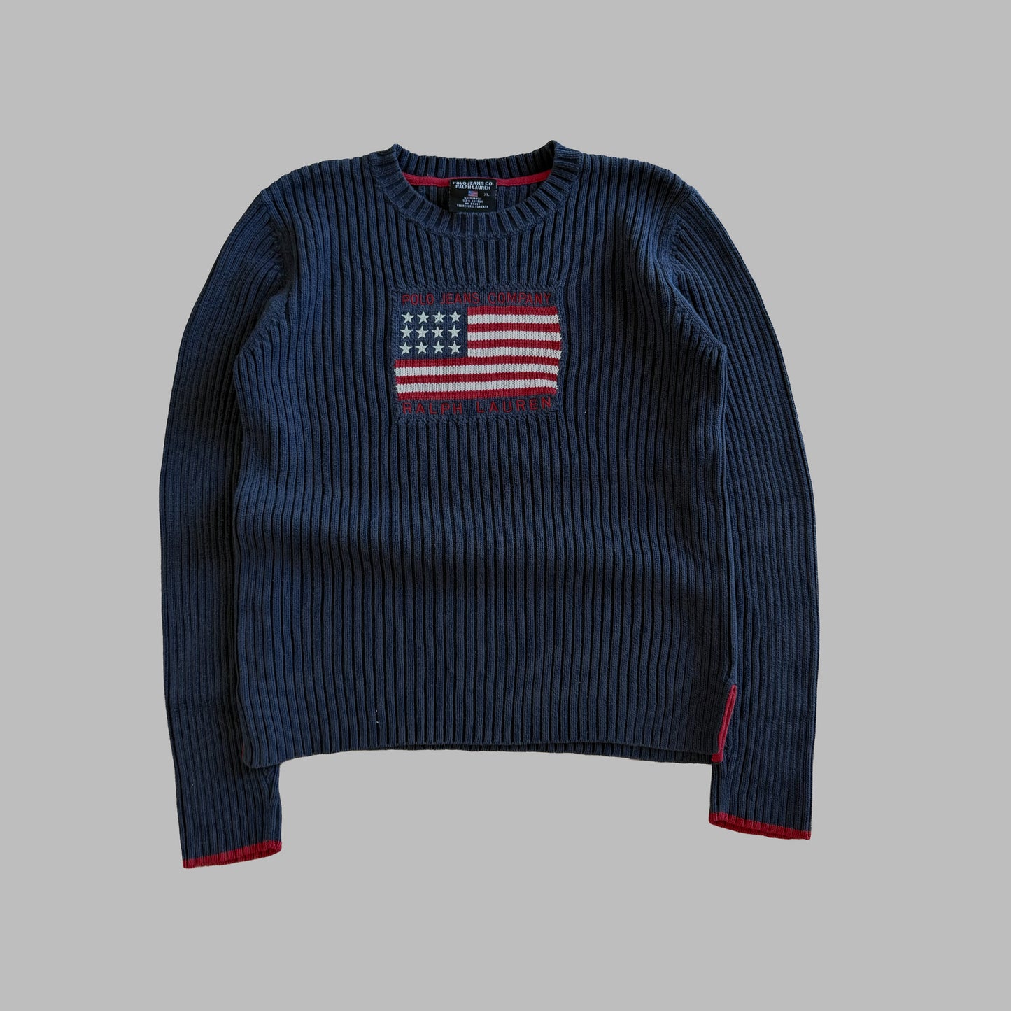 90s Ralph Lauren Polo Jeans Ribbed Flag Knit - L