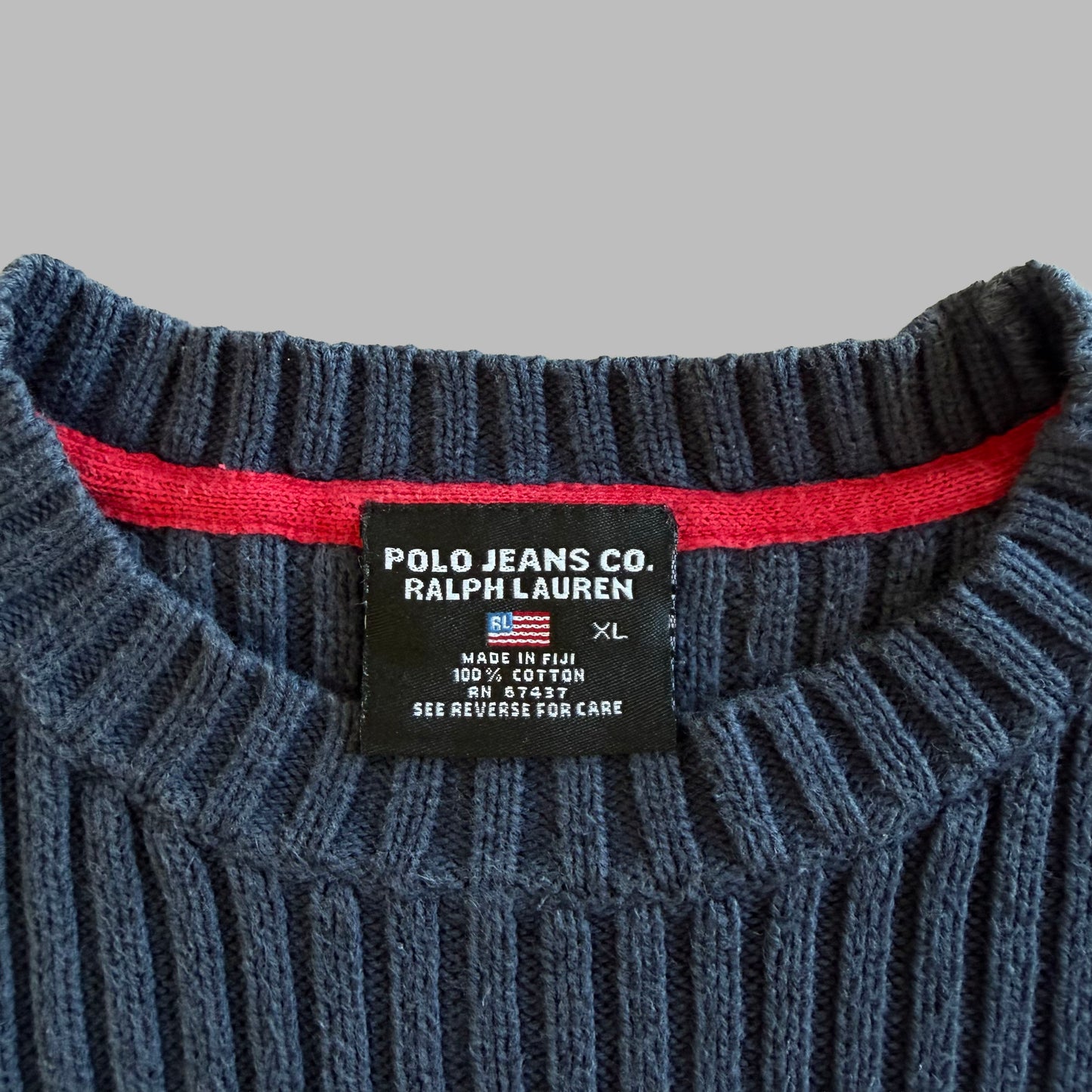 90s Ralph Lauren Polo Jeans Ribbed Flag Knit - L