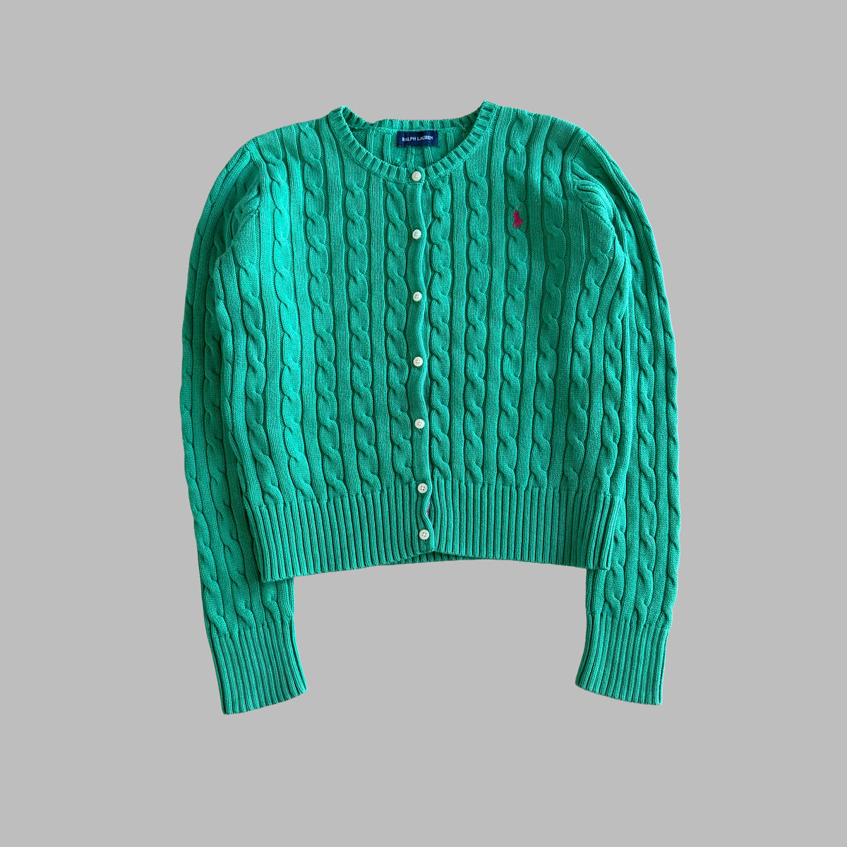 Y2K Polo Ralph Lauren Cable Knit Cardigan - M