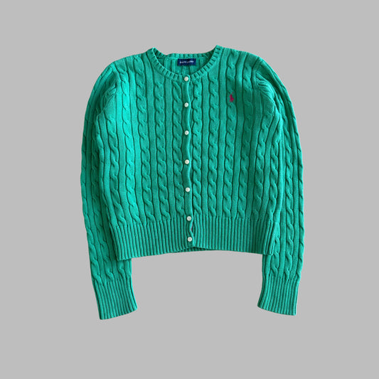 Y2K Polo Ralph Lauren Cable Knit Cardigan - M