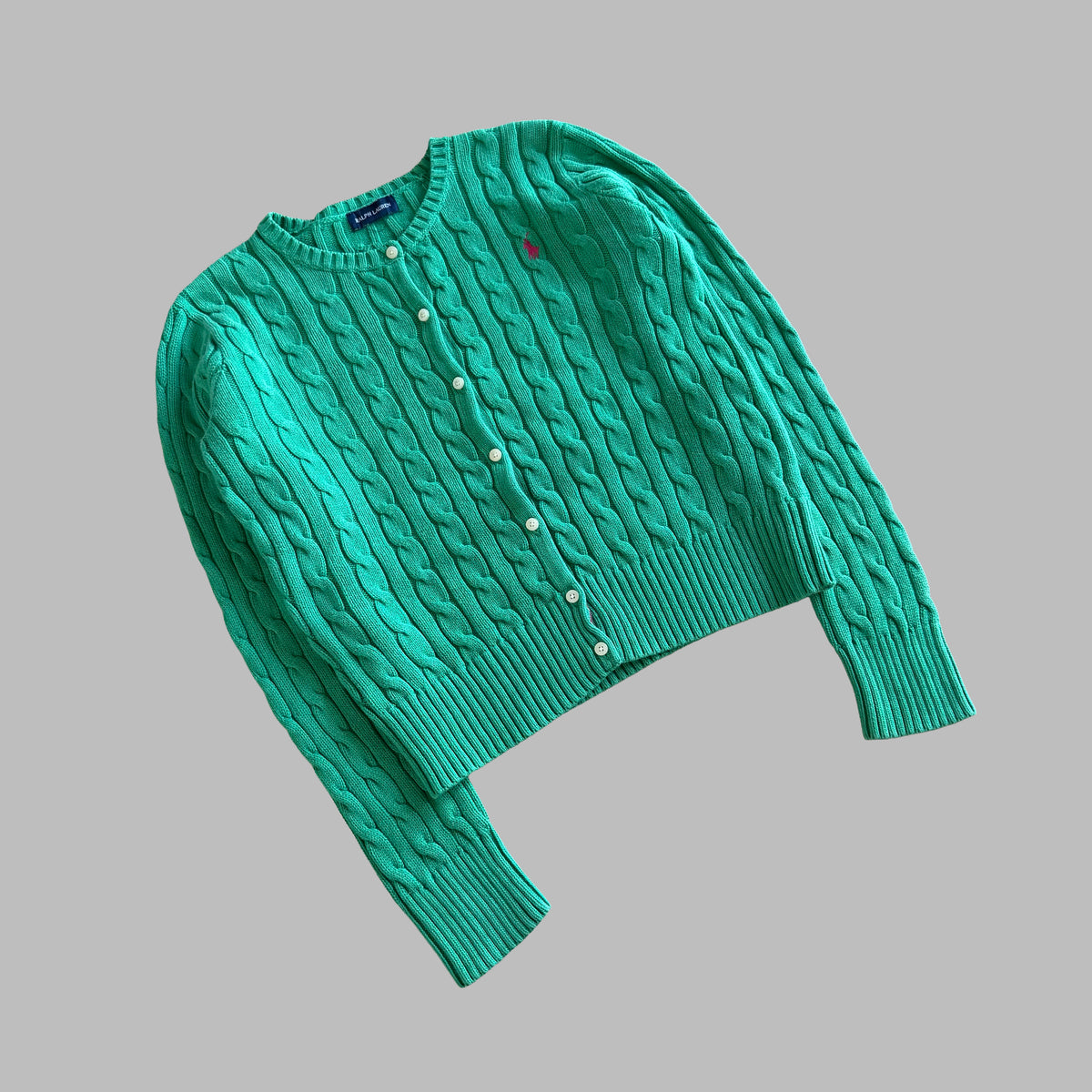 Y2K Polo Ralph Lauren Cable Knit Cardigan - M