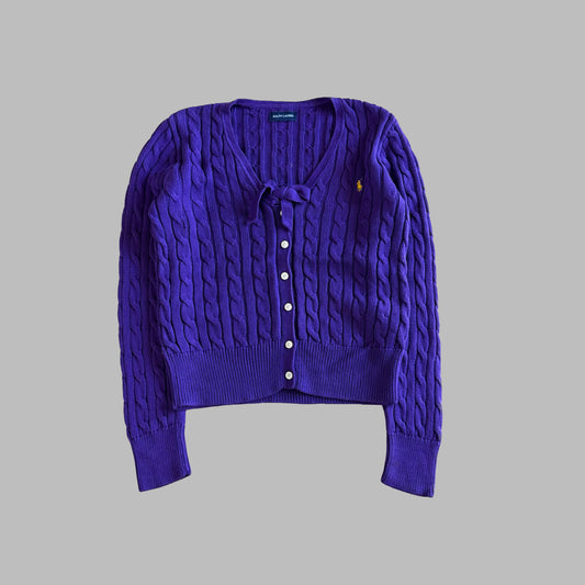 Y2K Polo Ralph Lauren Cable Knit Cardigan - L