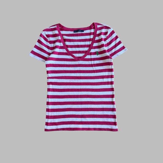 Y2K Ralph Lauren Low Cut Striped Baby Tee - M/L