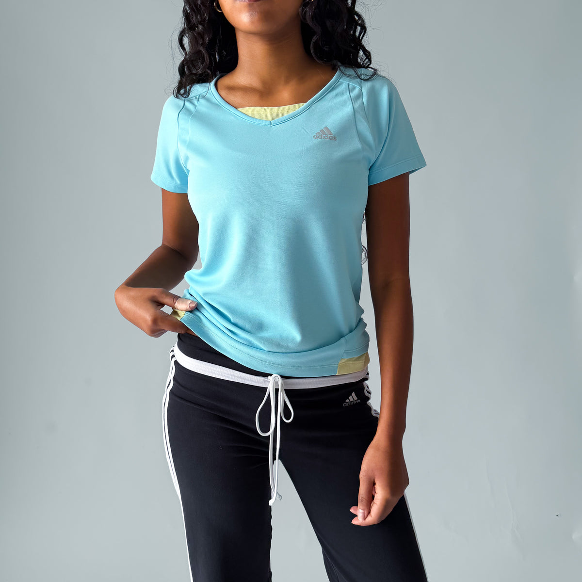 Y2K Adidas Layered Lightweight Activewear Top - L