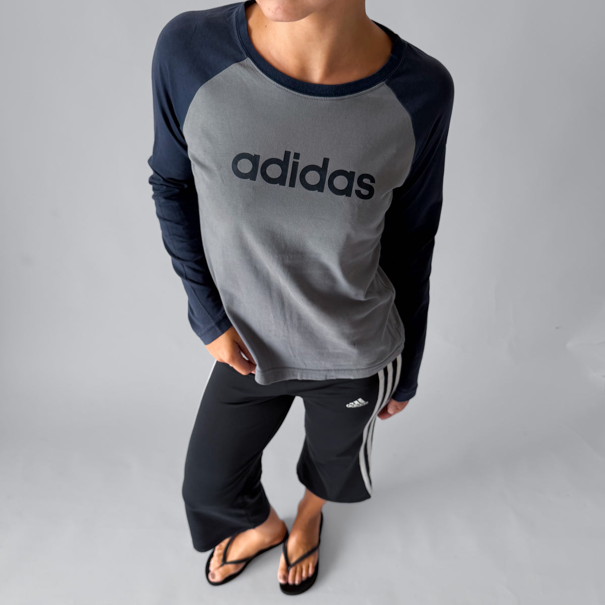 Y2K Adidas Raglan Long Sleeve - S