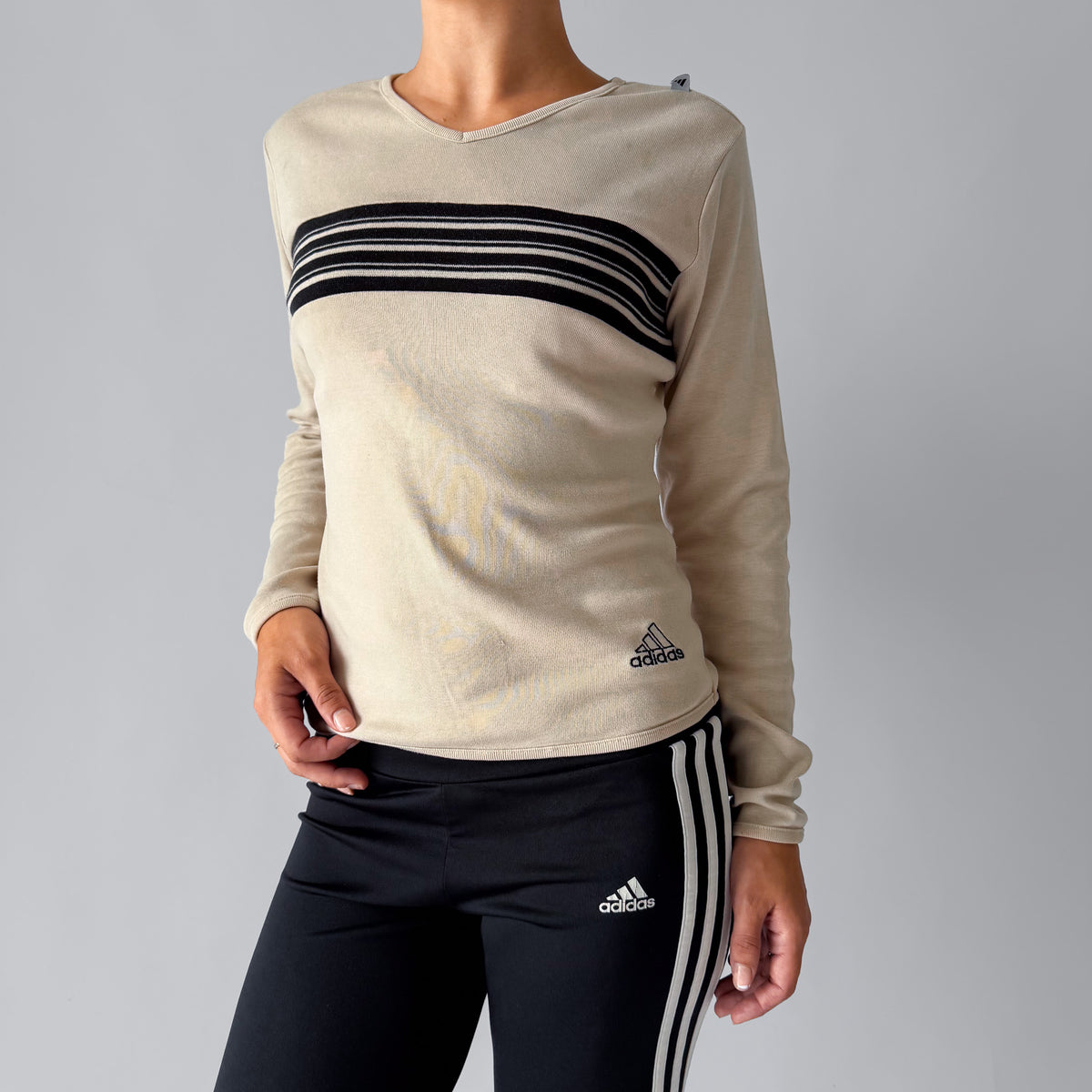 90s Adidas Striped Longsleeve Top - S/M