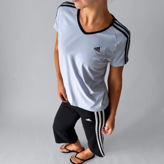 Y2K Adidas Ringer Spell Out Baby Tee - M
