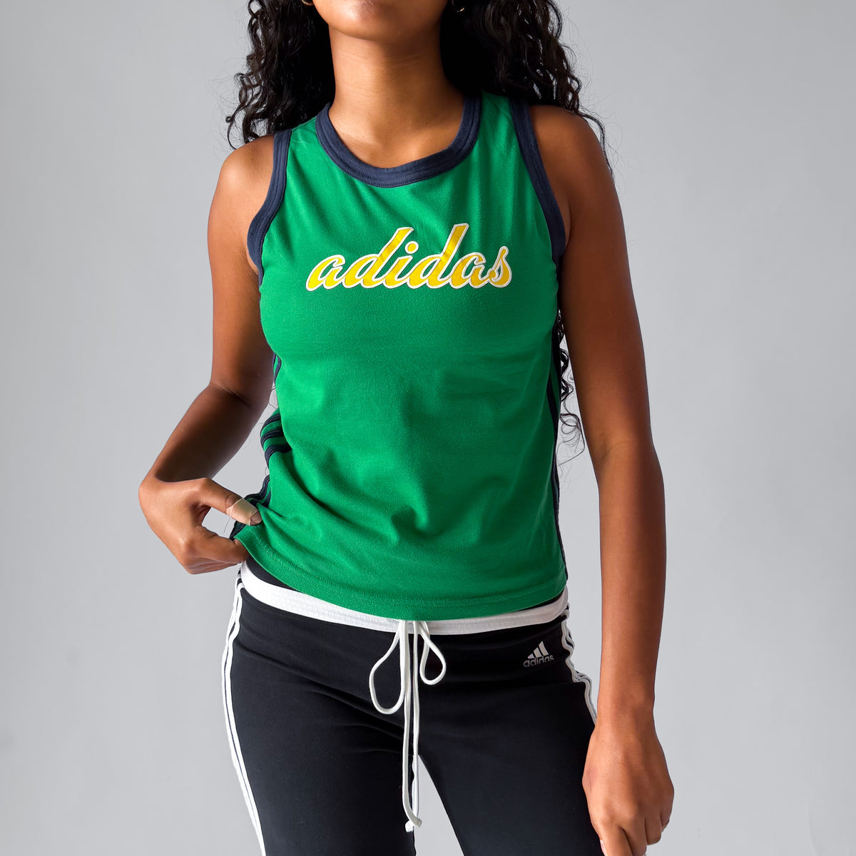 Y2K Adidas Spell Out Ringer Tank - S
