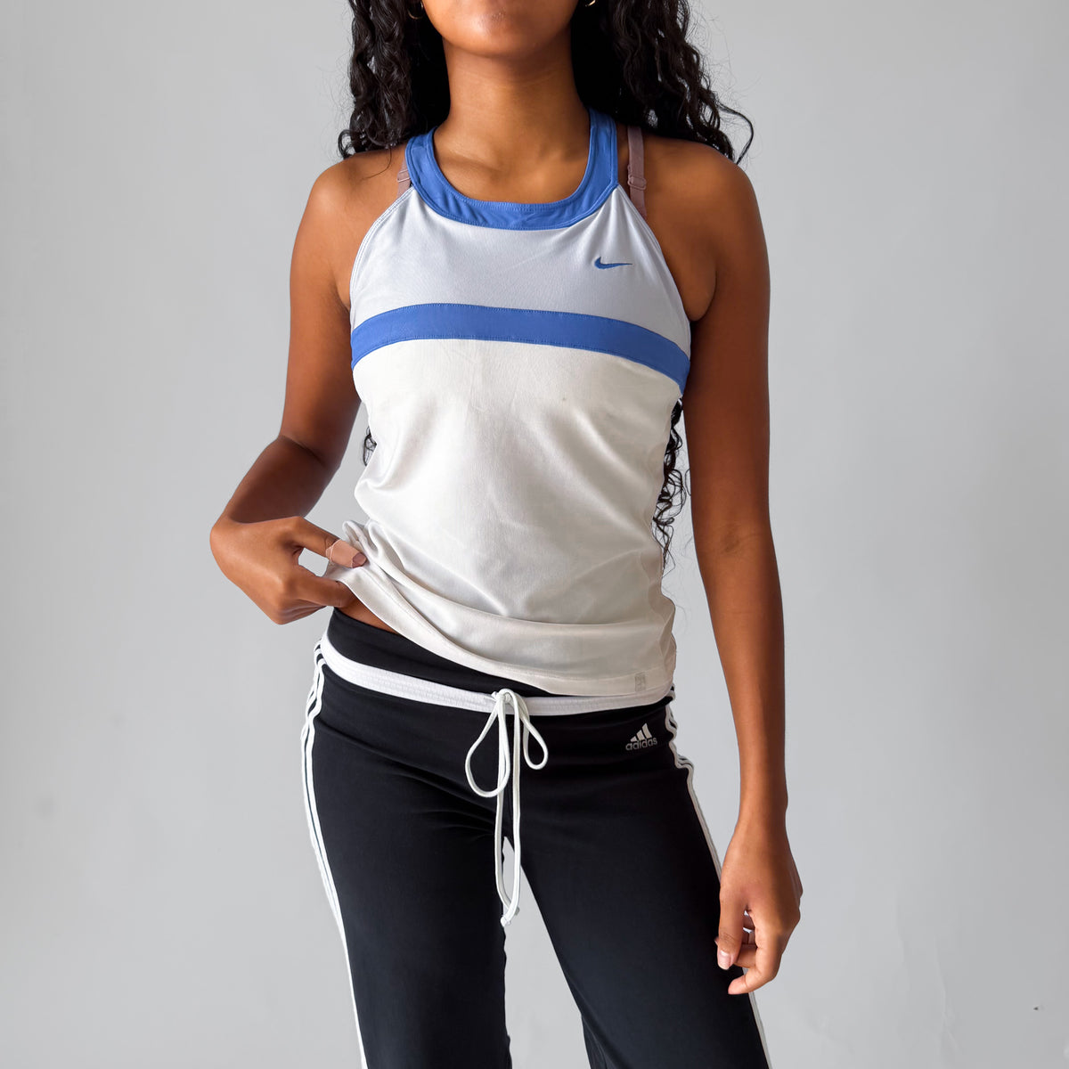 Y2K Nike Panelled High Neck Activewear Tank - M