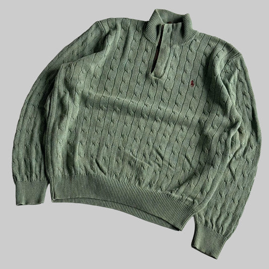 Ralph Lauren Cable Knit Quarter Zip - Large